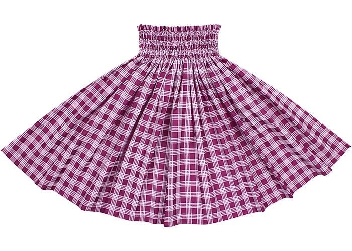 Color Matched Pau Skirt, Palaka Pattern, Fuchsia, spau-K0006-fuchsia