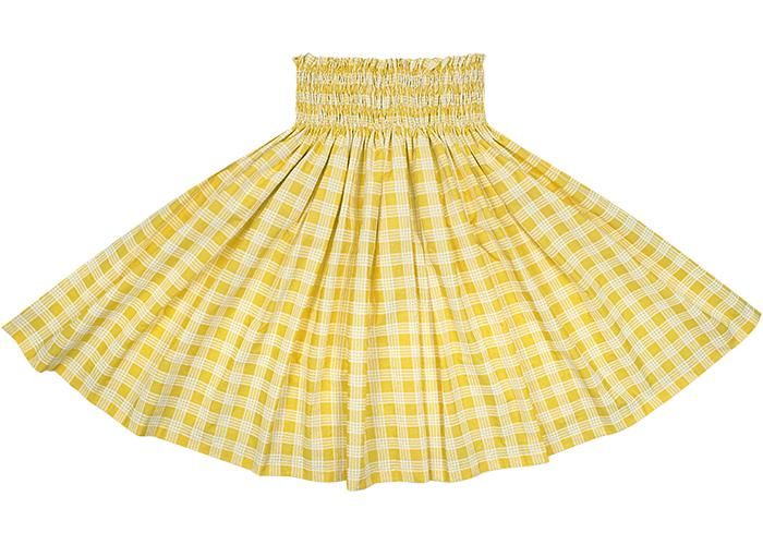 Color Matched Pau Skirt, Palaka Pattern, Gold, spau-K0006-gold