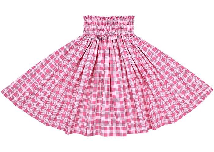 Color Matched Pau Skirt, Palaka Pattern, Tropical Pink (spau-K0006-tropicalpink)