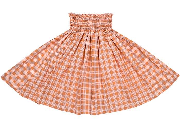 Color Matched Pau Skirt, Palaka Pattern, Vivid Orange, spau-K0006-vividorange