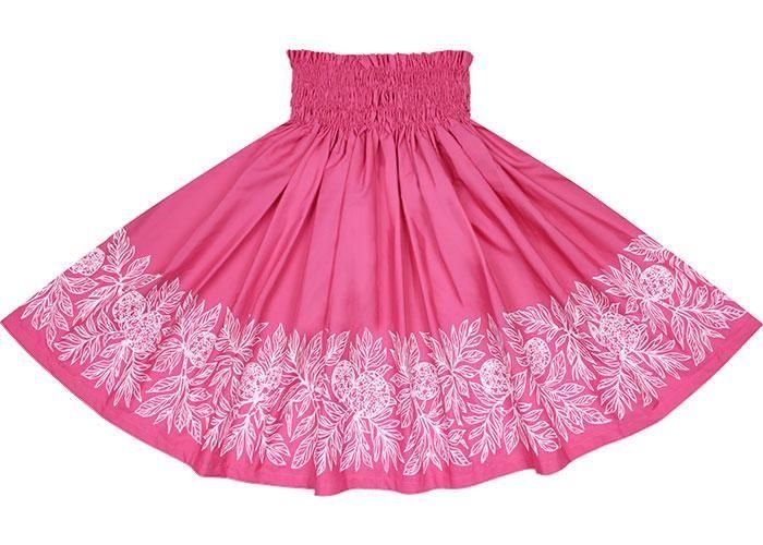 Color Matched Pau Skirt, Ulu Pattern, Tropical Pink, spau-K0010-trppink