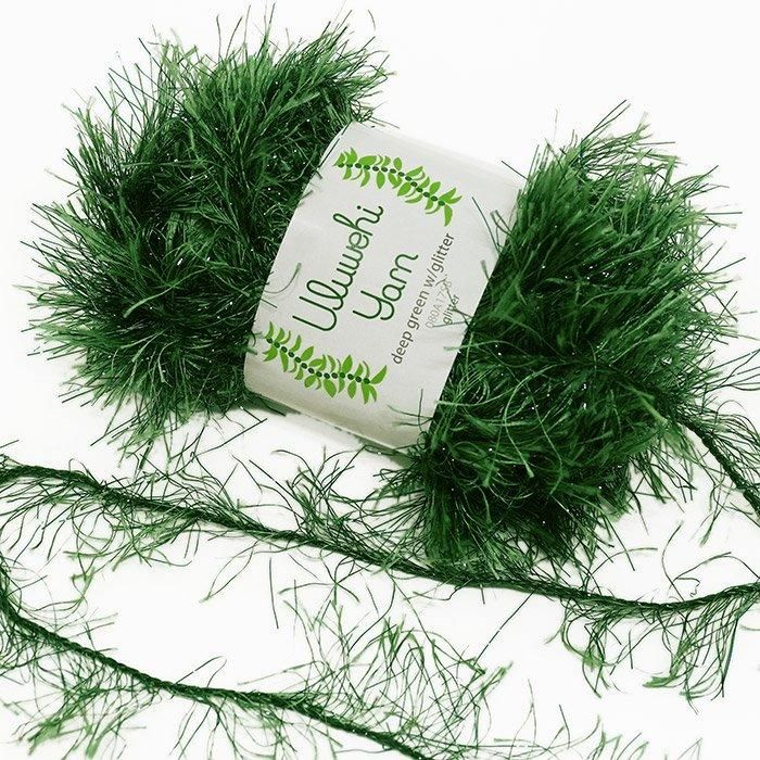Wool yarn, Ulbehi Yarn, Deep Green Glitter, 50g [uygt-080A17SB] 