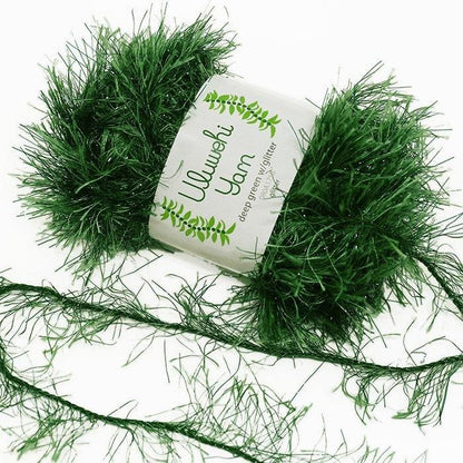 Wool yarn, Ulbehi Yarn, Deep Green Glitter, 50g [uygt-080A17SB] 