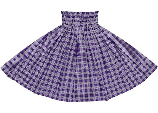 Color Matched Pau Skirt, Palaka Pattern, Bright Purple, spau-K0006-brightpurple