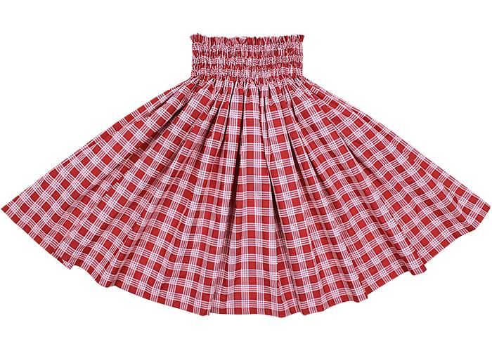 [Color Match] Pau Skirt, Palaka Pattern, Cardinal Red, spau-K0006-cardinalred