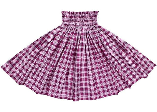 Color Matched Pau Skirt, Palaka Pattern, Fuchsia, spau-K0006-fuchsia