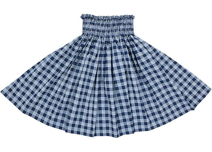 [Color Match] Palaka Pattern Pau Skirt, Navy, spau-K0006-navy