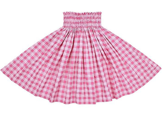 Color Matched Pau Skirt, Palaka Pattern, Tropical Pink (spau-K0006-tropicalpink)