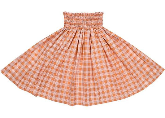 Color Matched Pau Skirt, Palaka Pattern, Vivid Orange, spau-K0006-vividorange