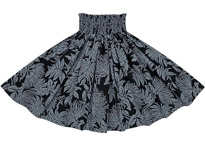 [Color Match] Pau Skirt, Lehua Lauae Print, Black, spau-K0007-black