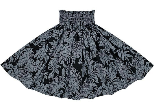 [Color Match] Pau Skirt, Lehua Lauae Print, Black, spau-K0007-black