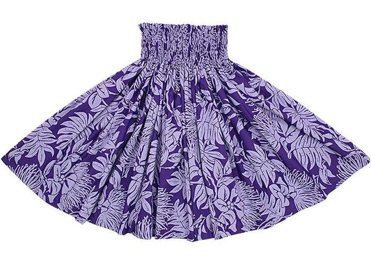 [Color Match] Pau Skirt with Lehua Lauae Print, Bright Purple (spau-K0007-brightpurple)