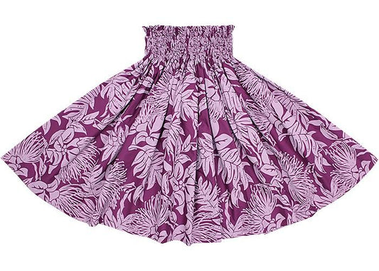 Color-Matched Paʻu Skirt, Lehua Lauae Print, Fuchsia (spau-K0007-fuchsia)