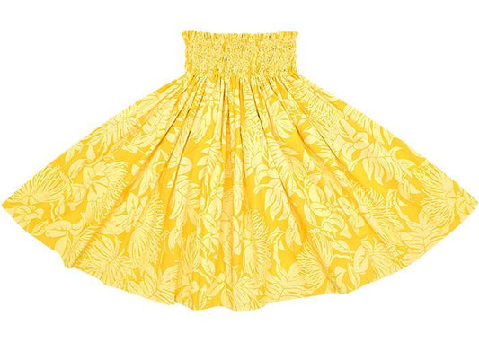 Color-matched Pau Skirt, Lehua Lauae Print, Gold (spau-K0007-gold)