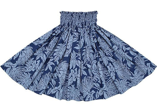 [Color Match] Pau Skirt, Lehua Lauae Print, Navy, spau-K0007-navy