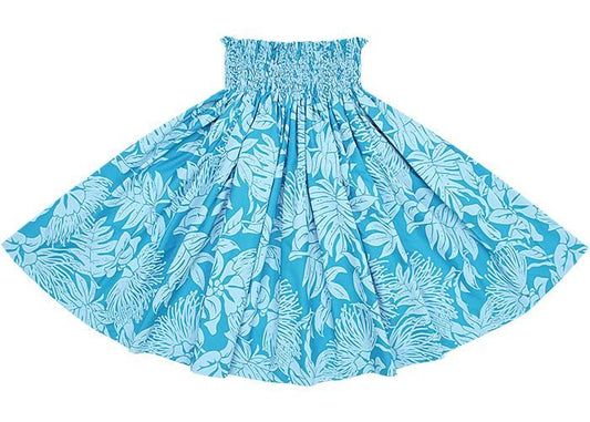 [Color Match] Lehua Lauae Print Pau Skirt, Ocean, spau-K0007-ocean