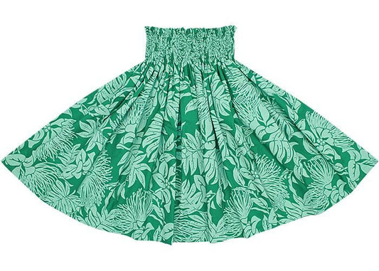 [Color Match] Pau Skirt, Lehua Lauae Print, Viridian, spau-K0007-viridian