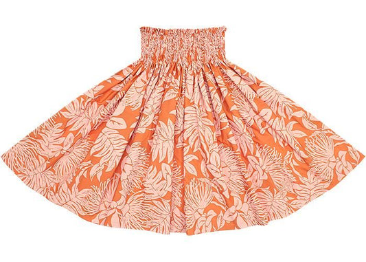 Color-matched Pau Skirt, Lehua Lauae Print, Vivid Orange, spau-K0007-vividorange