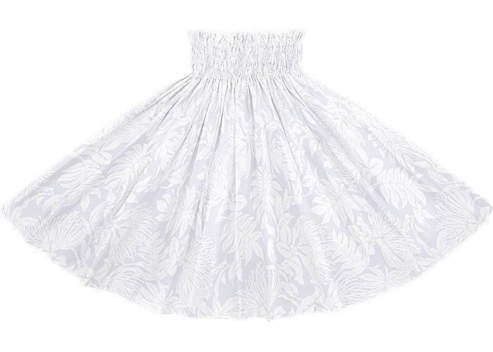 [Color Match] Pau Skirt Lehua Lauae Print White spau-K0007-snowwhite