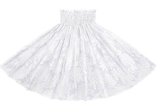 [Color Match] Pau Skirt Lehua Lauae Print White spau-K0007-snowwhite