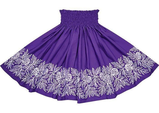 [Color Match] Pau Skirt with Ulu Pattern, Bright Purple (spau-K0010-brightpurple)