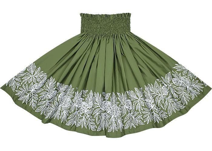 [Color Match] Pau Skirt, Ulu Pattern, Olive, spau-K0010-olive