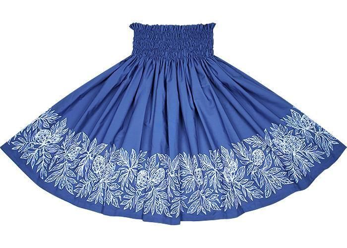 [Color Match] Pau Skirt with Ulu Pattern, Royal Blue (spau-K0010-royalblue)