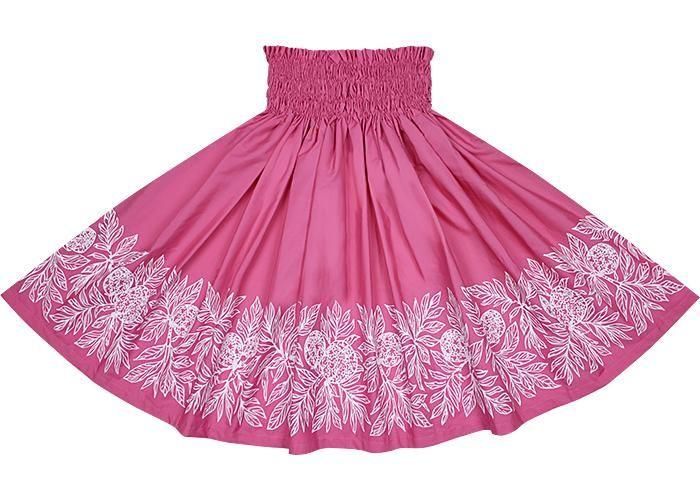 Color Matched Pau Skirt, Ulu Pattern, Tropical Pink, spau-K0010-trppink