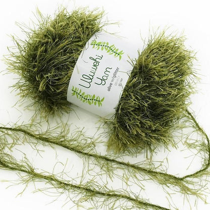 Wool yarn, Ulbehi Yarn, Olive Glitter, 50g [uygt-080A17] 
